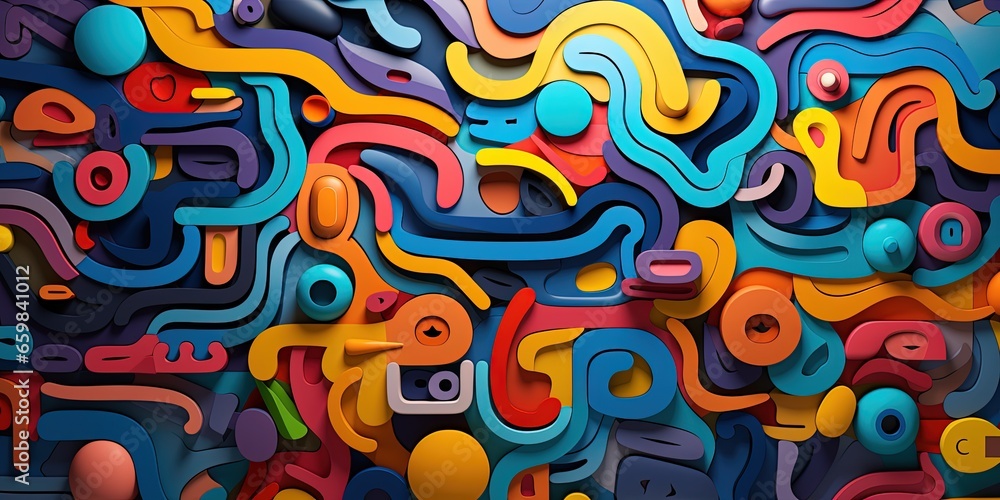 Poster multicolored background with a variety of different shapes