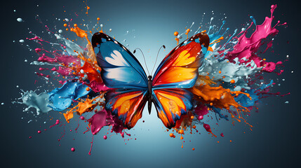 Colorful Butterfly in Flight - obrazy, fototapety, plakaty