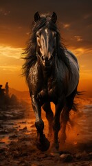 Horse black ultra real, wallpaper for mobile pictures, Background HD