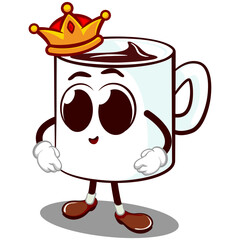 vector mascot character from a cute mug to become a king by wearing a crown