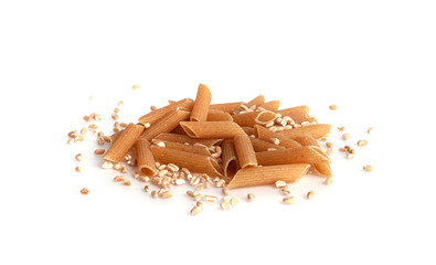 Raw Brown Pasta, Wholegrain Penne, Dry Whole Grain Noodle, Raw Spelt Macaroni, Healthy Italy Food