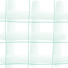 Hand Drawn green plaid with watercolor Vector Seamless Pattern. Doodle Cottagecore Checks with Homestead Farmhouse Print wallpaper. Pastel Summer Graphic Background