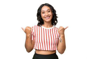 Young Argentinian woman over isolated background with thumbs up gesture and smiling