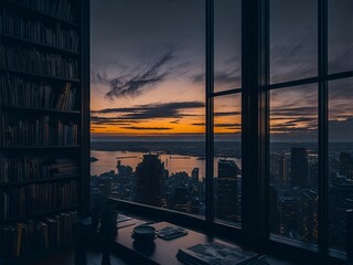 sunset over the city