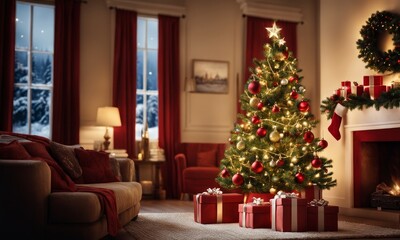 christmas tree with gifts Generative AI