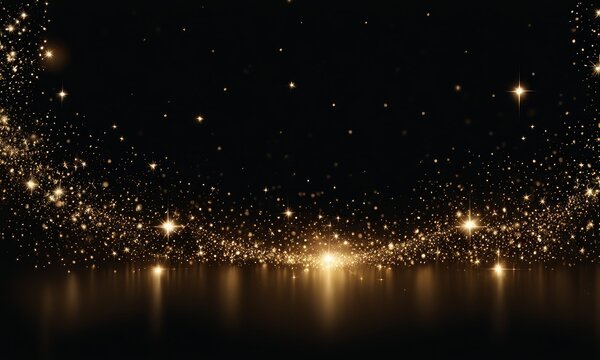 Glittering  dust on a white background. Golden sparkling lights. Christmas Holiday glow particle. Magic star effect. Shine background. Festive party design. PNG image, Generative AI