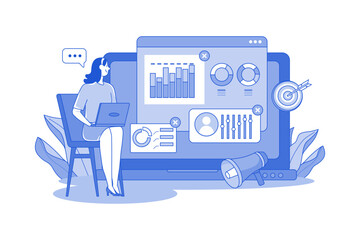 Woman doing online market analysis