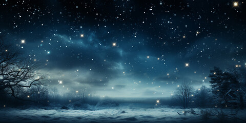 ultrawide background image of light snowfall falling over snow drifts