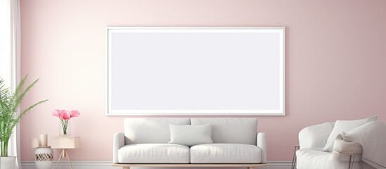 Empty frame in modern and bright interior rendered in