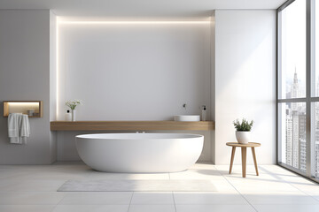 white modern bathroom interior