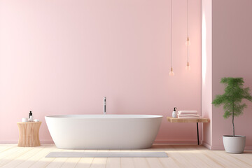 Fototapeta na wymiar pink modern bathroom interior