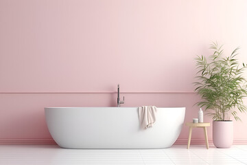 Fototapeta na wymiar pink modern bathroom interior