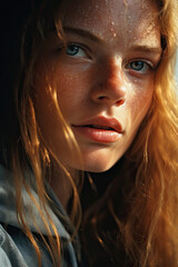 candid close-up of a woman's face