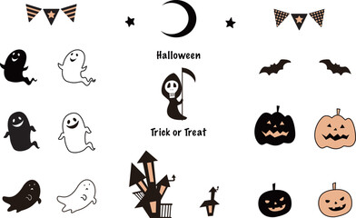 Halloween cute illustration set