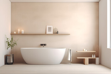 Fototapeta na wymiar beige modern bathroom interior