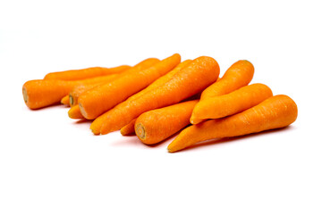 Closeup of carrots on white background