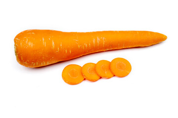 Cut carrot isolated on white background