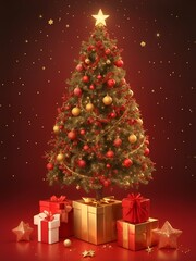 Christmas sparkling bright tree  backgrounds. A Generative AI Digital Illustration.