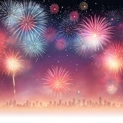 Fototapeta premium A wonderful representation of fireworks. A Generative AI Digital Illustration.