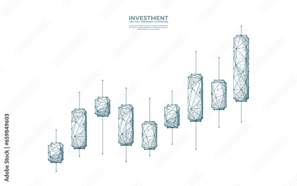 Poster abstract japanese candlesticks isolated on a white background. stock market growing graph chart in l