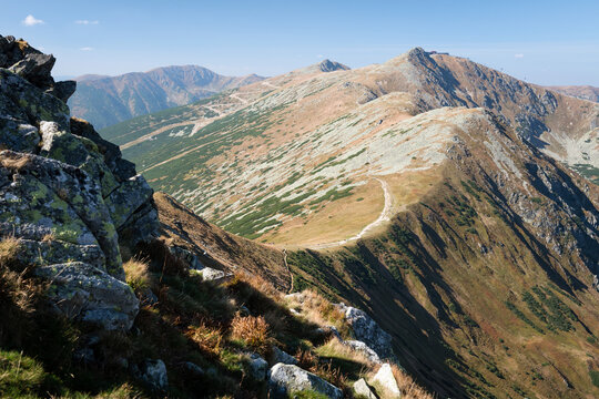 Mountain ridge - view Dumbier to Chopok, National Park Low Tatras, Slovakia
