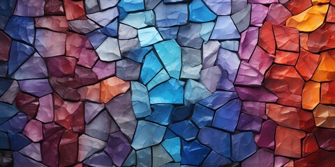 Abstract bold colors colorful mosaic stone wall or floor texture stained pattern background banner - Powered by Adobe
