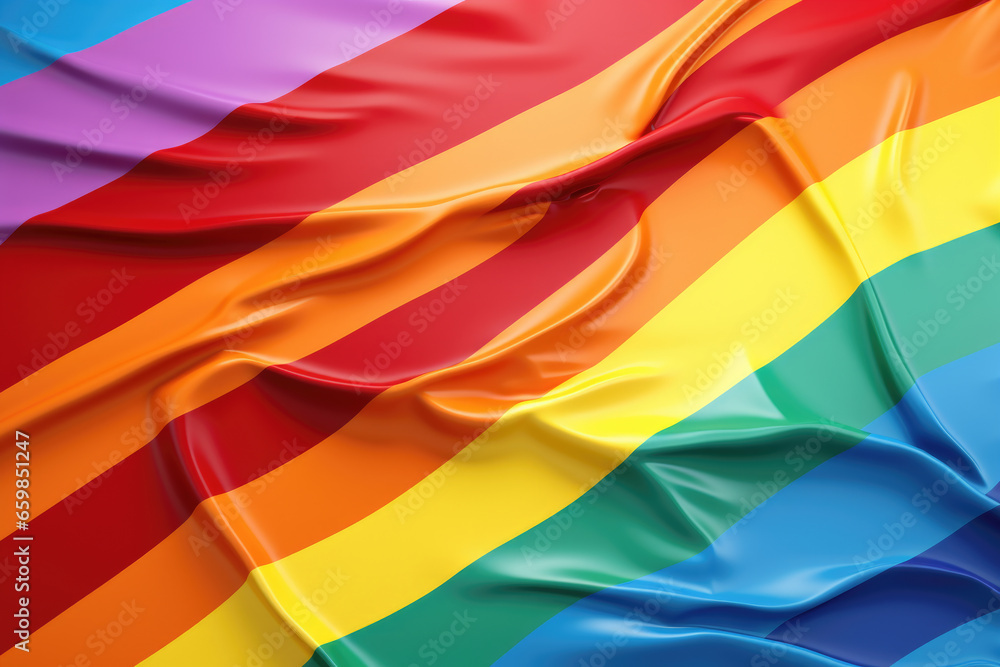 Poster close-up view of vibrant rainbow colored cloth. perfect for adding pop of color to any project or de