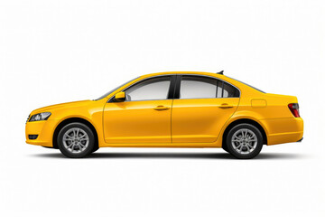 Vibrant Yellow Airport Taxi on White