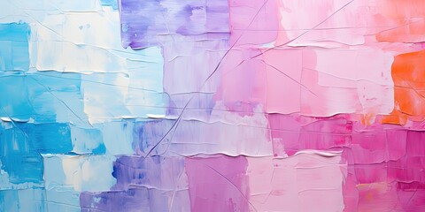 Closeup of abstract rough colorful multicolored pink purple colored art painting texture, with oil...