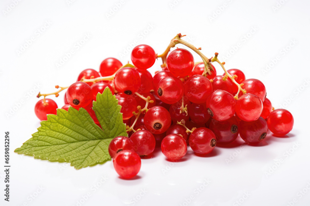 Poster close-up view of bunch of vibrant red currents. this image can be used to add pop of color and fresh