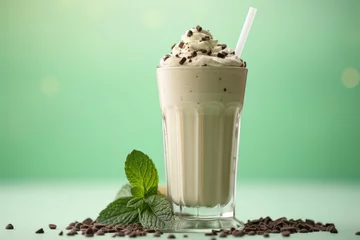 Foto op Plexiglas Delicious milkshake with chocolate chips, perfect for refreshing treat on hot day. Great for use in food and beverage related projects. © vefimov