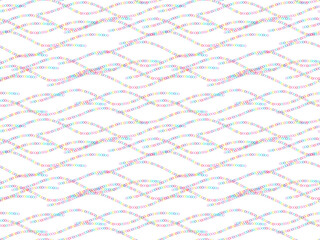 Seamless pattern of strands of molecules, streamers, circles, multicolored wave