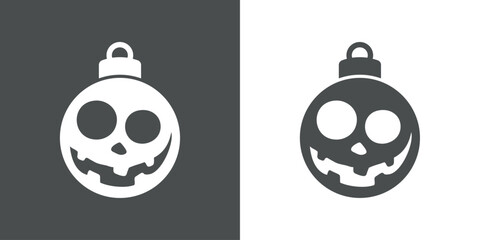 Logo con silueta de bola de navidad con cara de calabaza de Halloween o de snowman para su uso en invitaciones y felicitaciones	