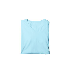 Aqua t-shirt mockup photo, blank vneck tshirt beautifully folded for presentation design, prints, patterns. Aqua folded v neck shirt