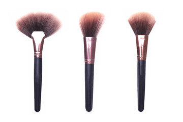 Set of three different makeup brushes