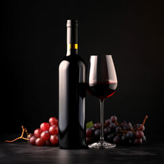 Bottle of Wine and grape, wine tasting and wine shop concept