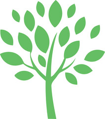 Tree icon with green leaf 