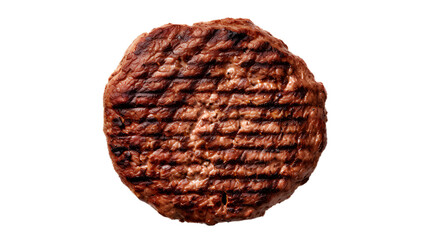 Top View Grilled Hamburger Meat. Isolated on Transparent background.