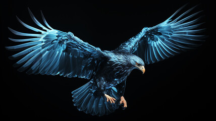 eagle, large bird of prey on a black background, art, fantasy, unusual bright predator