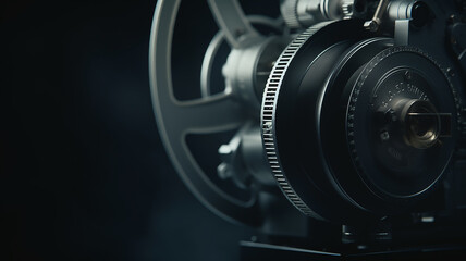 Fototapeta na wymiar movie reel with film film, concept cinematography, film production film premiere, generated fictional background