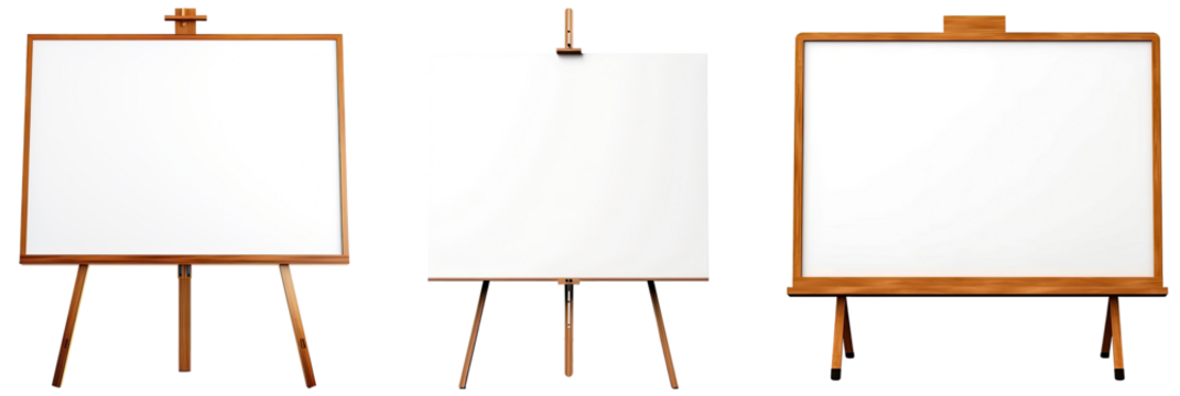Set of bigboard, isolated on transparent background. Easel for drawing

