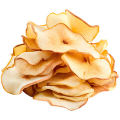 Dried apple slices, isolated on transparent background