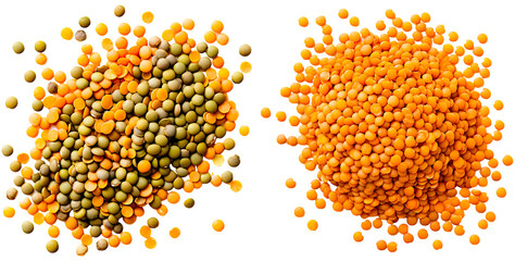 Set of lentils, isolated on transparent background