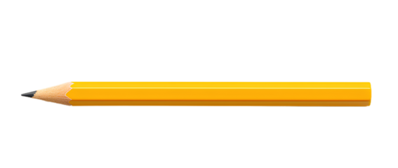 Yellow Pencil without Eraser. Isolated on Transparent background.