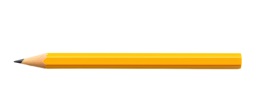 Yellow Pencil without Eraser. Isolated on Transparent background.