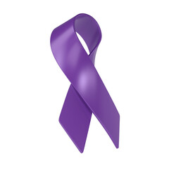 Violet Ribbon World Pancreatic Cancer day 3d icon is observed every year in November. Disease in which malignant cells form in the tissues of the pancreas