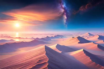 Fotobehang sunrise over the desert © Uzair