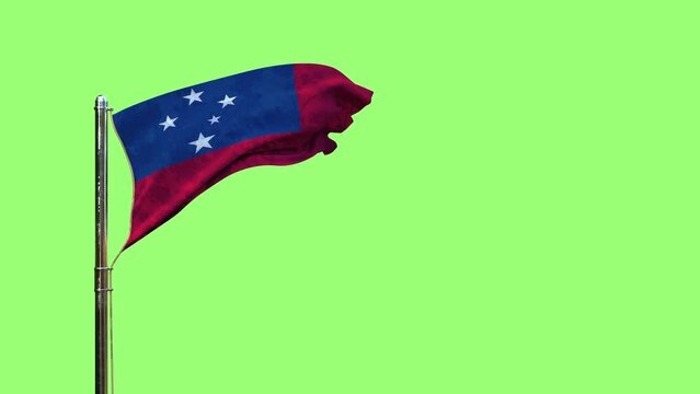 waving flag of Samoa for national holiday on chroma key screen, isolated