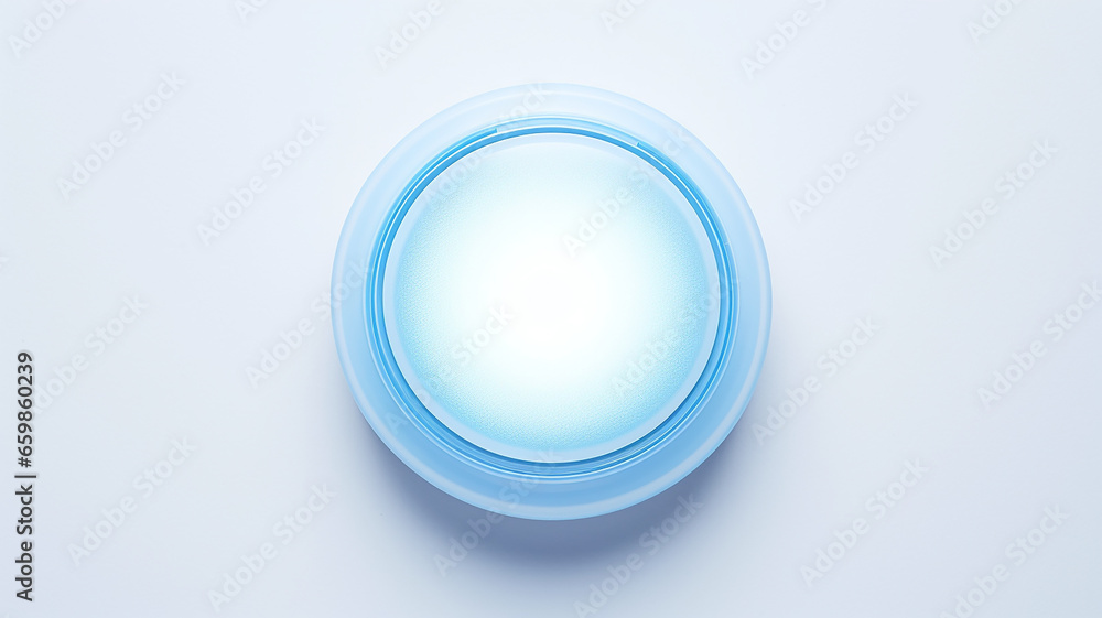 Poster blue light luminescent button isolated on the background of computer graphics website design