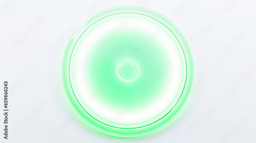 Poster green light fluorescent button isolated on the background of computer graphics website design